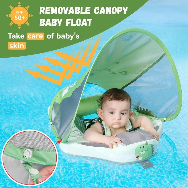 GENTEACO Mambobaby Baby Swim Float with Canopy Non-Inflatable Infant Pool Float with Tail 3-24 Months Avoid Flip Solid Skin-Friendly Material for Toddler Boys Girls - Image 3